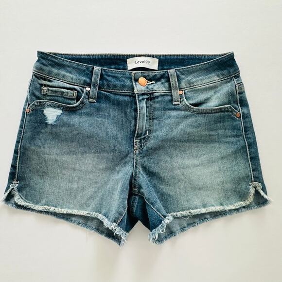 Level 99 Anthropologie Jean Shorts Size 26 Santo Medium Blue Wash 4" Beach Vacay - Picture 2 of 8